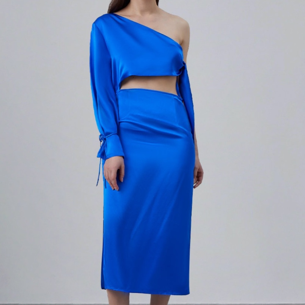 Silk Maison Palace Silk Dress in Sapphire NWT